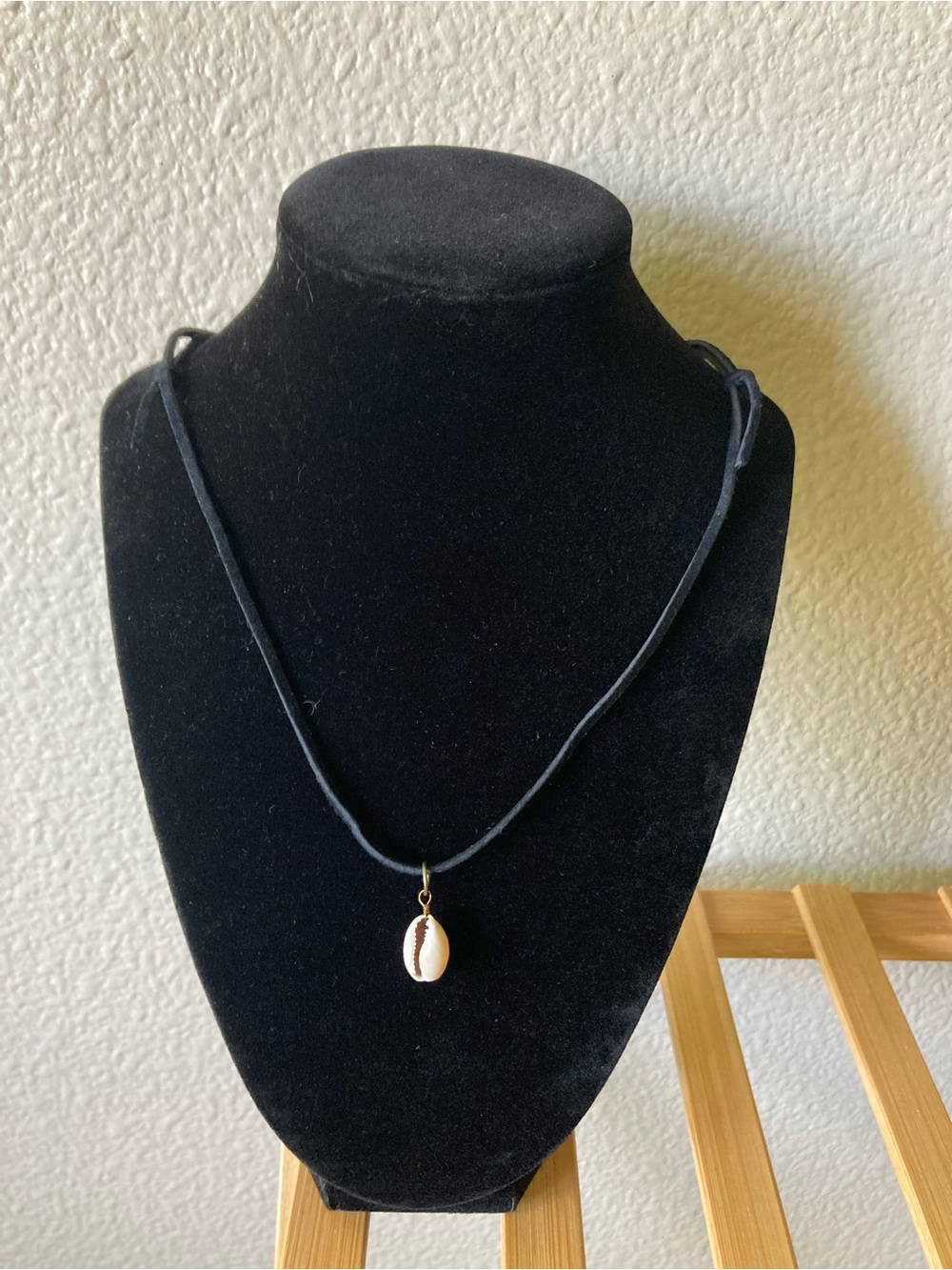 Shell Pendant Necklace with Black Suede Cord